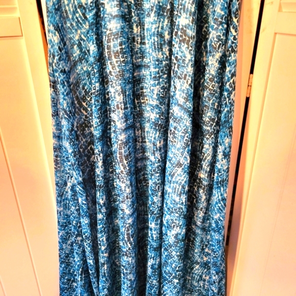 DEREK LAM FOR DESIGN NATION BLUE / ARMIDILLO  PRINT SLEEVELESS MAXI DRESS SZM - Picture 6 of 9